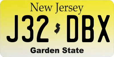 NJ license plate J32DBX