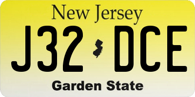 NJ license plate J32DCE