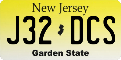 NJ license plate J32DCS
