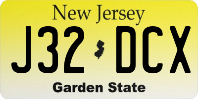 NJ license plate J32DCX
