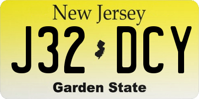NJ license plate J32DCY