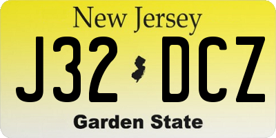 NJ license plate J32DCZ