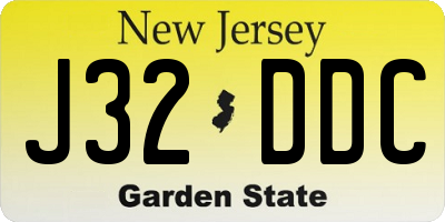 NJ license plate J32DDC