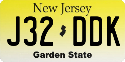 NJ license plate J32DDK
