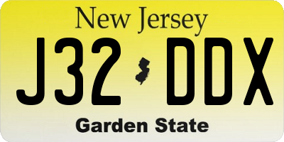 NJ license plate J32DDX