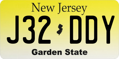 NJ license plate J32DDY
