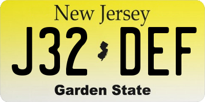 NJ license plate J32DEF