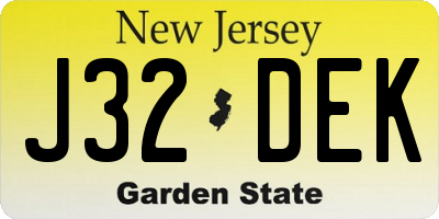 NJ license plate J32DEK