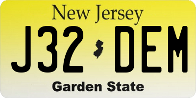 NJ license plate J32DEM