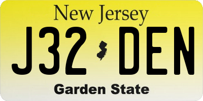NJ license plate J32DEN