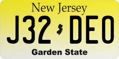 NJ license plate J32DEO