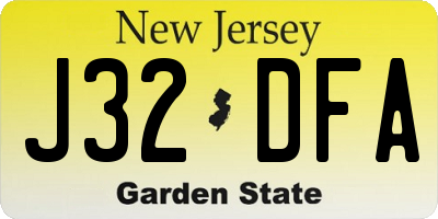 NJ license plate J32DFA