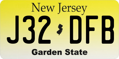 NJ license plate J32DFB
