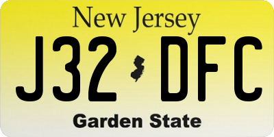 NJ license plate J32DFC