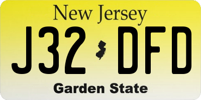 NJ license plate J32DFD