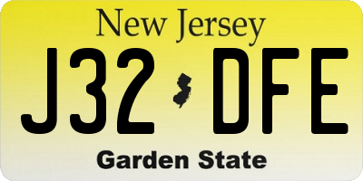 NJ license plate J32DFE