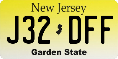 NJ license plate J32DFF