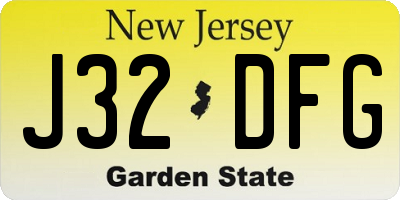 NJ license plate J32DFG