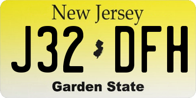 NJ license plate J32DFH
