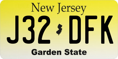 NJ license plate J32DFK