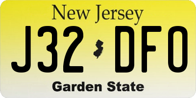 NJ license plate J32DFO