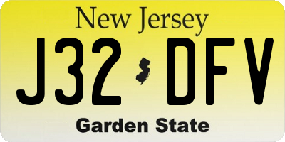 NJ license plate J32DFV