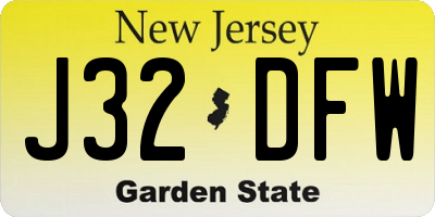 NJ license plate J32DFW