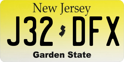NJ license plate J32DFX