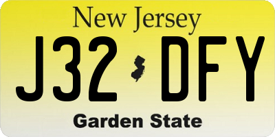 NJ license plate J32DFY
