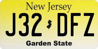 NJ license plate J32DFZ