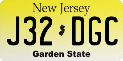 NJ license plate J32DGC