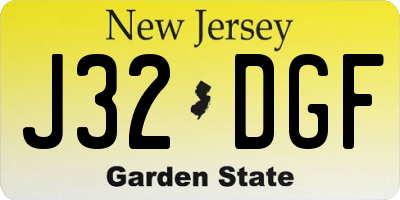 NJ license plate J32DGF