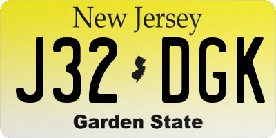 NJ license plate J32DGK