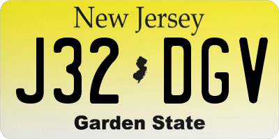 NJ license plate J32DGV