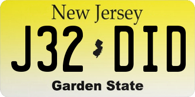 NJ license plate J32DID