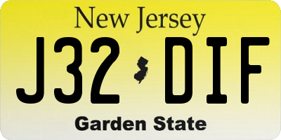 NJ license plate J32DIF
