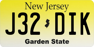 NJ license plate J32DIK