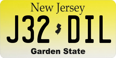 NJ license plate J32DIL
