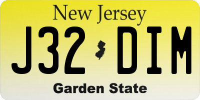 NJ license plate J32DIM