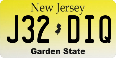 NJ license plate J32DIQ