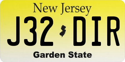 NJ license plate J32DIR