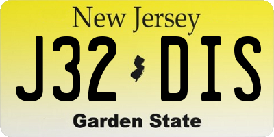 NJ license plate J32DIS
