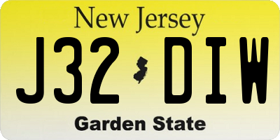NJ license plate J32DIW