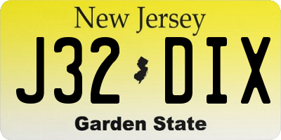 NJ license plate J32DIX