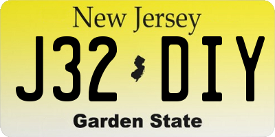 NJ license plate J32DIY
