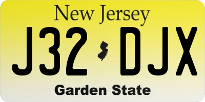 NJ license plate J32DJX