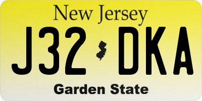 NJ license plate J32DKA