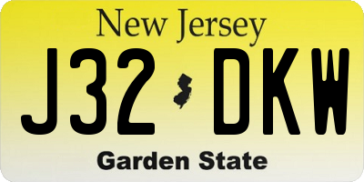 NJ license plate J32DKW