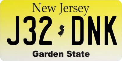 NJ license plate J32DNK
