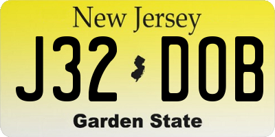 NJ license plate J32DOB